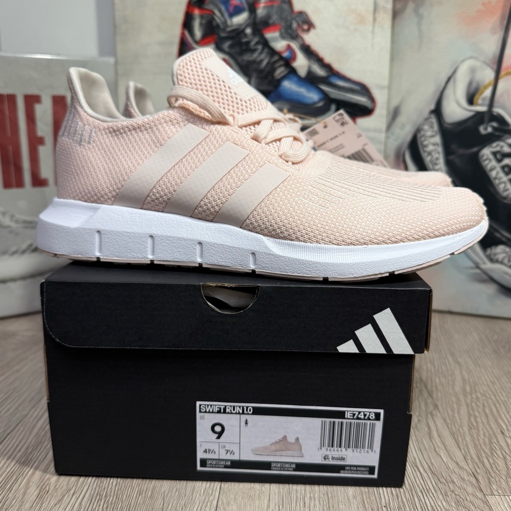 adidas Swift Run L0 Women's Pink Knit Athletic Shoes